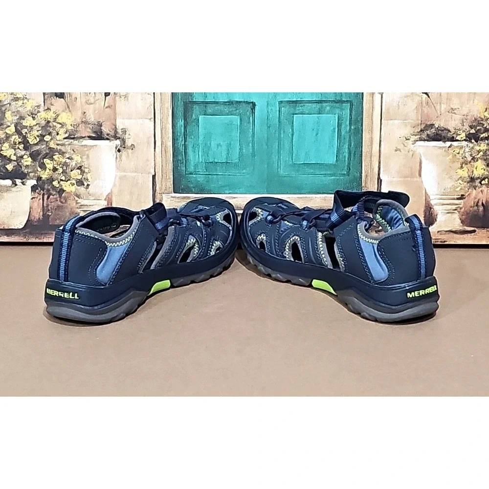 Merrell Kids Boys‎ Hydro Hiker Waterproof Sandals Navy Green Leather Textile 4M